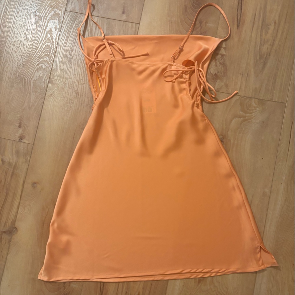 LE LIS Orange Satin Cowl Neck Dress - Picture 2 of 4